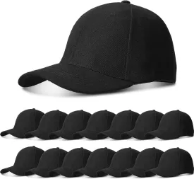 Geyoga 15 Pieces Baseball Cap Bulk Adjustable Size Plain for Men Women Blank hat for Running Workouts and Outdoor Activities