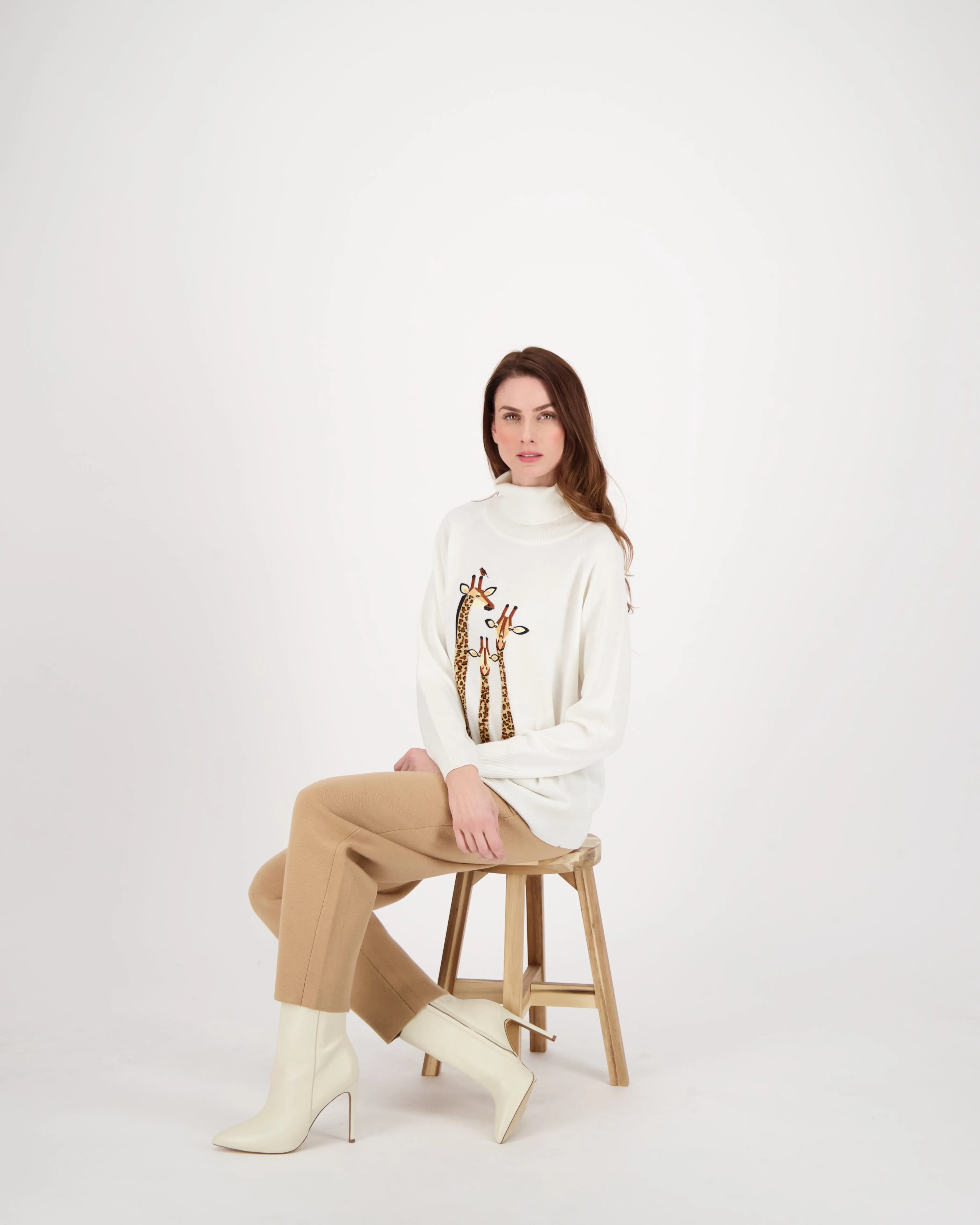 Giraffe Trio Turtle Neck Sweater