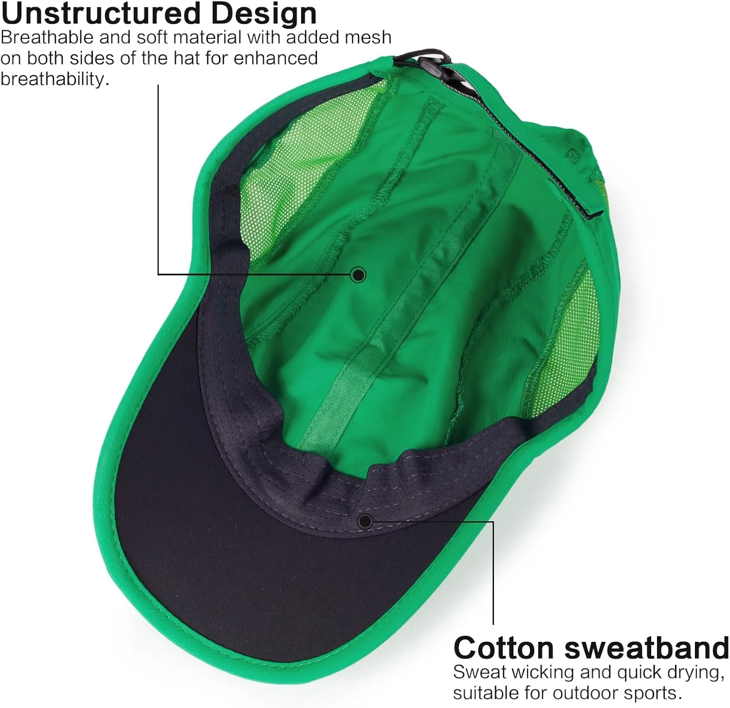 HH HOFNEN Quick Dry Baseball Cap Unstructured Running Cap Water-Resistant UPF 50  Mesh Golf Sun Hats for Men Women