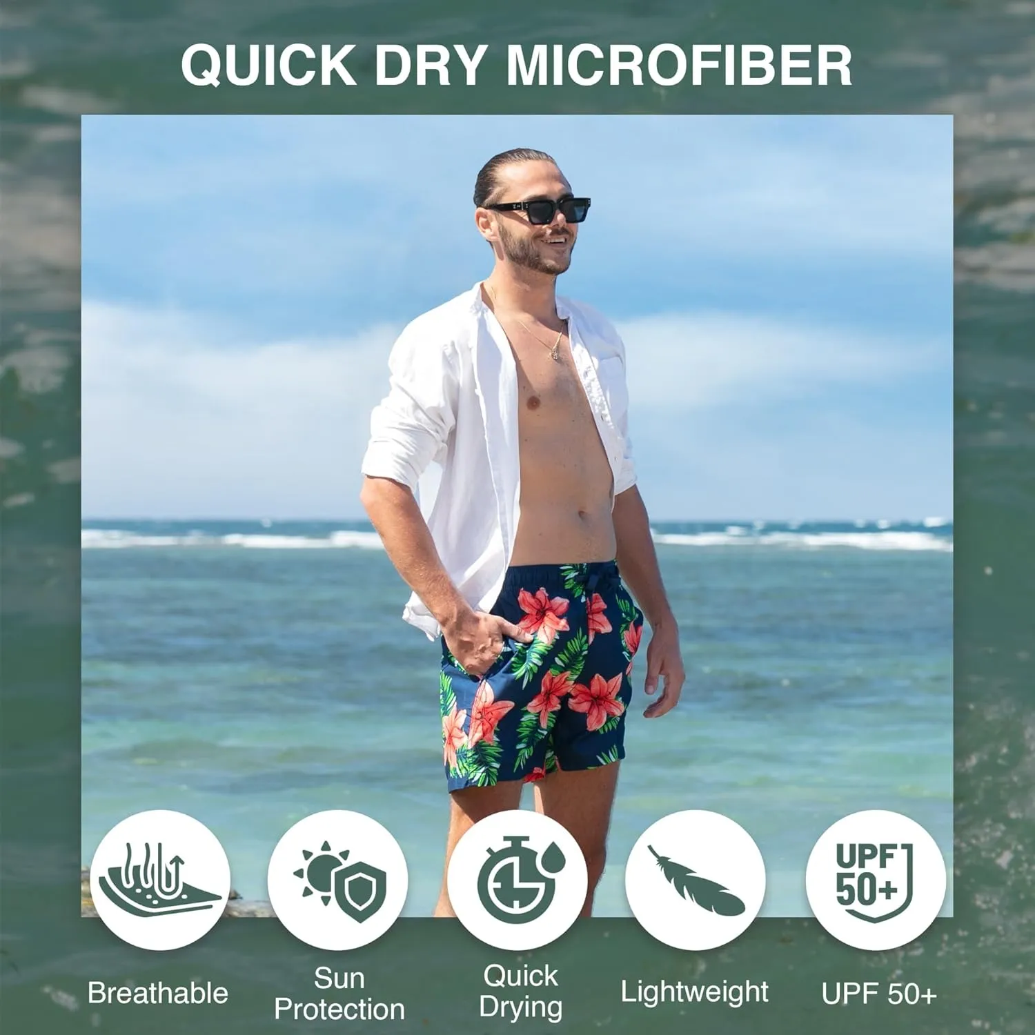 Kanu Surf Men's Monaco Swim Trunks (Regular & Extended Sizes)