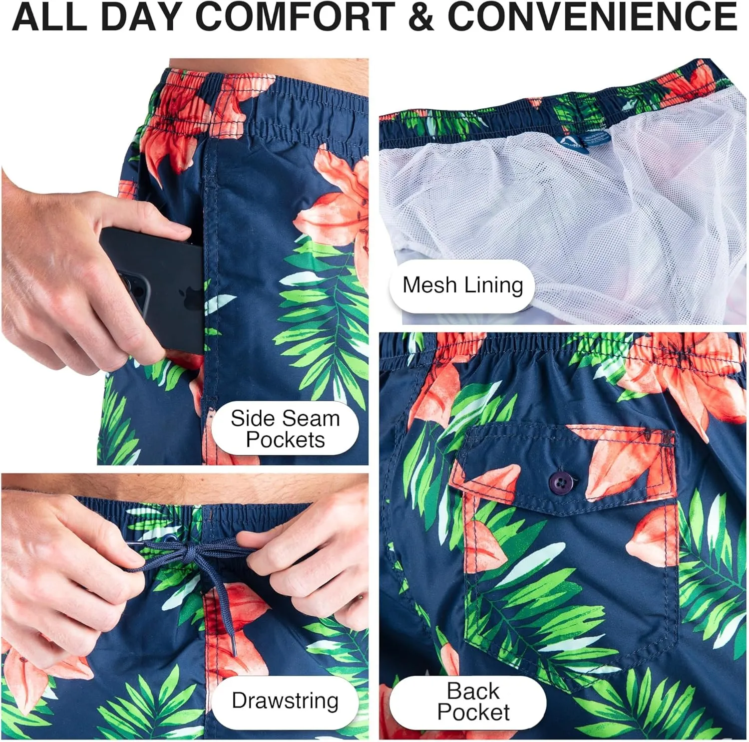 Kanu Surf Men's Monaco Swim Trunks (Regular & Extended Sizes)