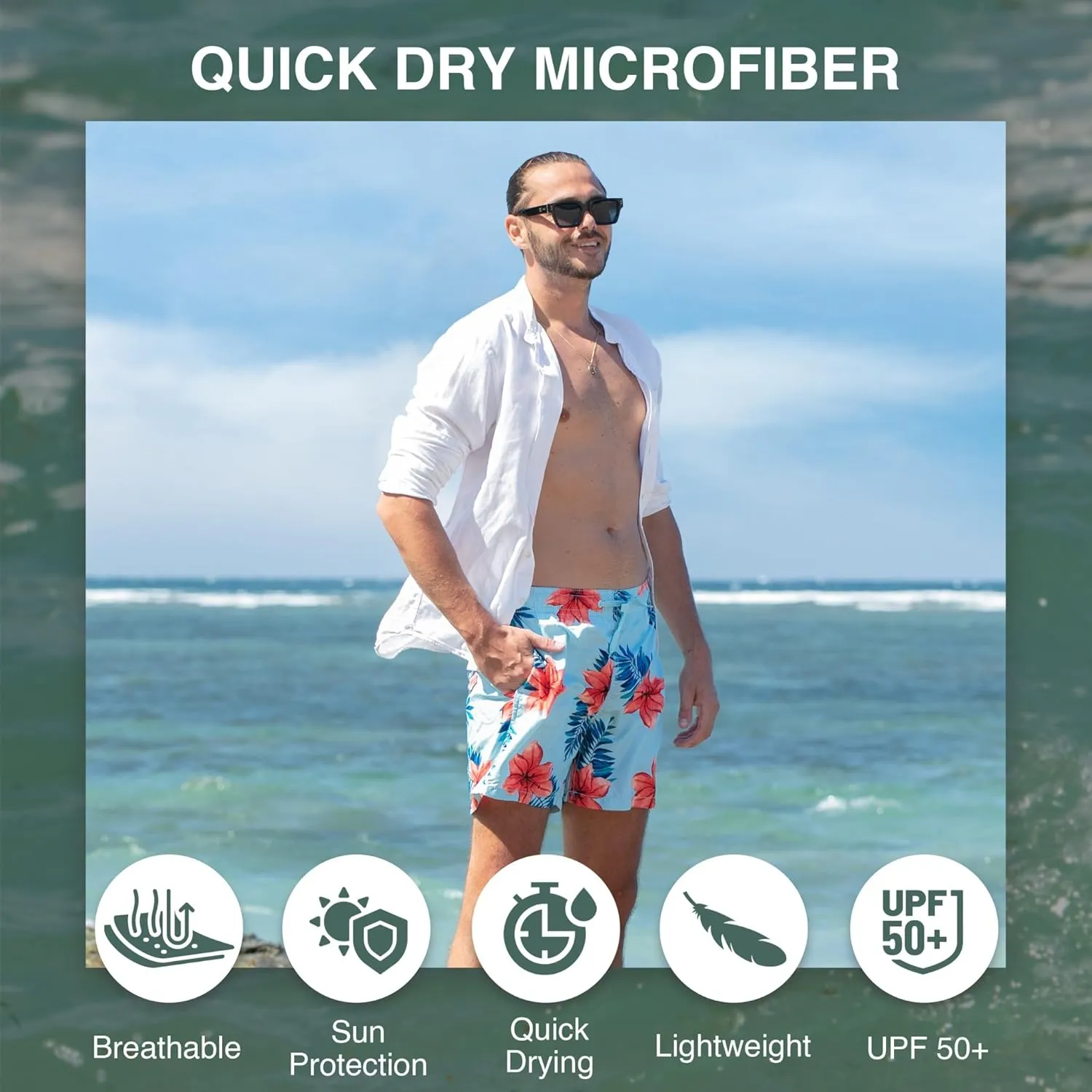 Kanu Surf Men's Monaco Swim Trunks (Regular & Extended Sizes)