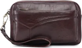 KPYWZER Leather Clutch Purse Wallet Men Wrist Bag