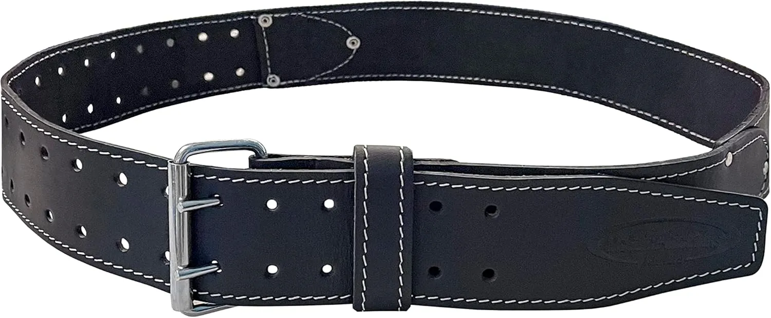 McGuire-Nicholas Men's Standard 29"-46" Leather Work Belt, Dark Brown, 3"