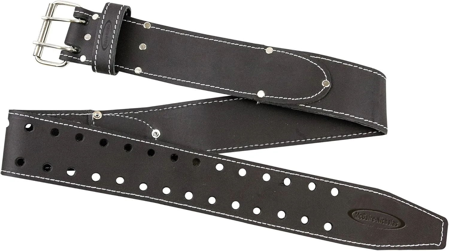 McGuire-Nicholas Men's Standard 29"-46" Leather Work Belt, Dark Brown, 3"