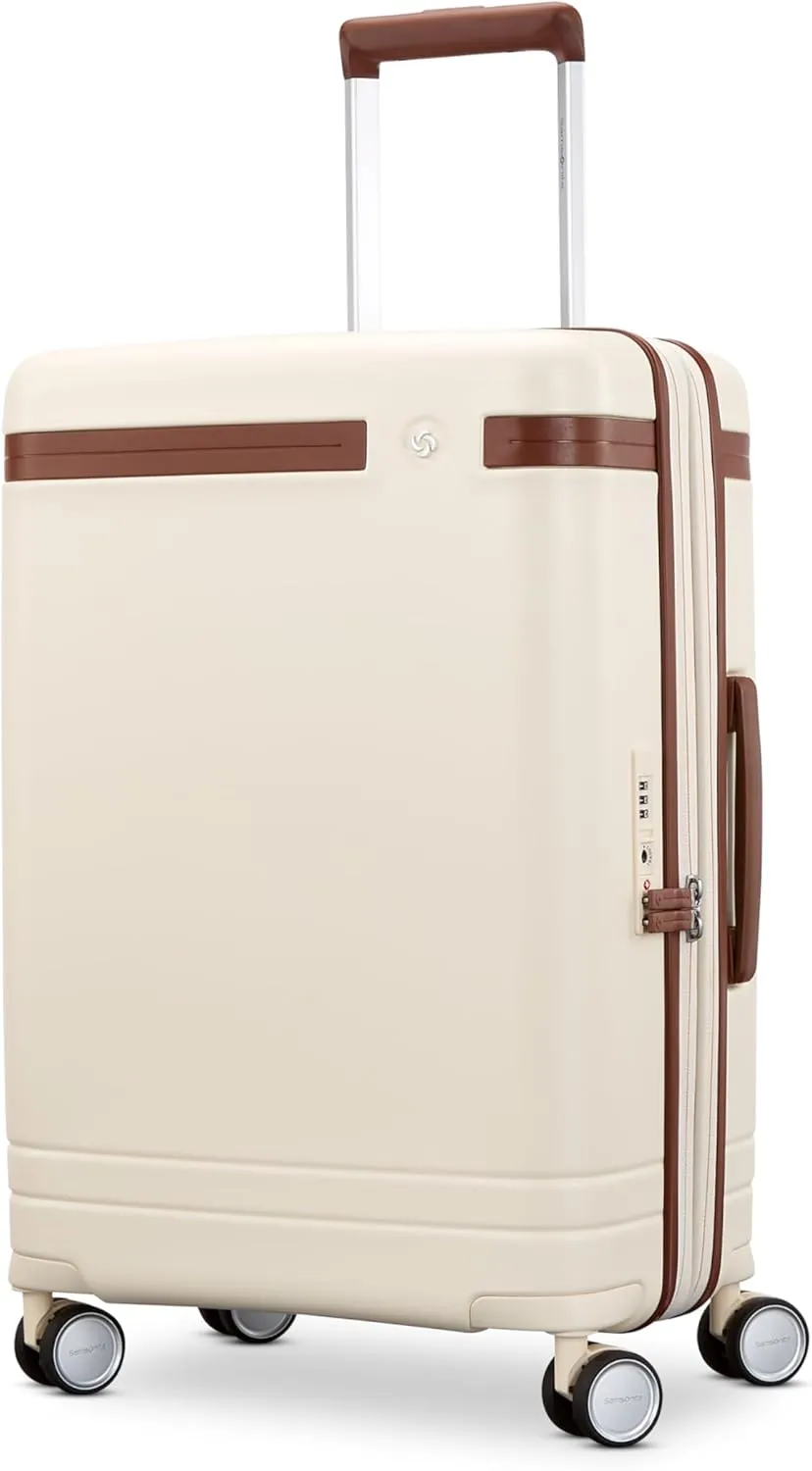 Virtuosa Hardside 21 Inch Carry On Luggage - Airline Approved with 360?? Spinner Wheels, RightHeight? Adjustable Handle - Zippered WetPak? - TSA Lock - Expandable Light Polycarbonate Shell - Off White
