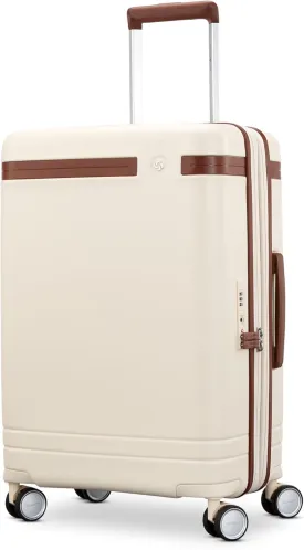 Virtuosa Hardside 21 Inch Carry On Luggage - Airline Approved with 360?? Spinner Wheels, RightHeight? Adjustable Handle - Zippered WetPak? - TSA Lock - Expandable Light Polycarbonate Shell - Off White