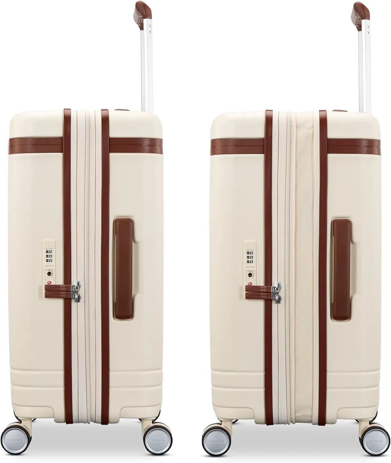 Virtuosa Hardside 21 Inch Carry On Luggage - Airline Approved with 360?? Spinner Wheels, RightHeight? Adjustable Handle - Zippered WetPak? - TSA Lock - Expandable Light Polycarbonate Shell - Off White