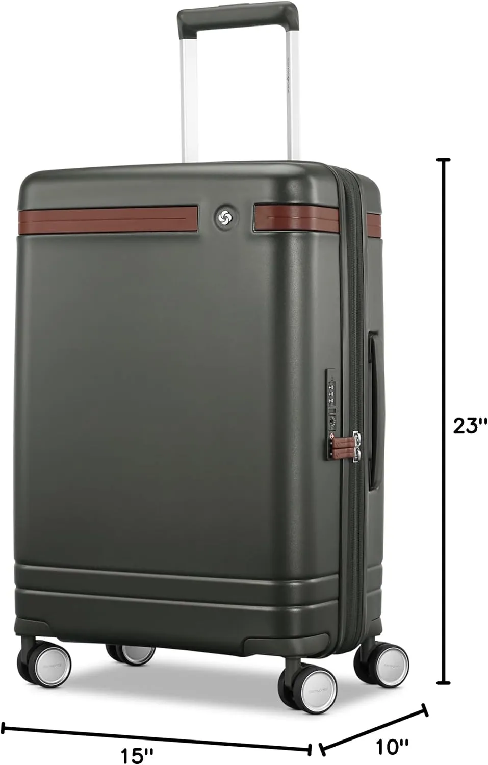Virtuosa Hardside 21 Inch Carry On Luggage - Airline Approved with 360?? Spinner Wheels, RightHeight? Adjustable Handle - Zippered WetPak? - TSA Lock - Expandable Light Polycarbonate Shell - Pine Green