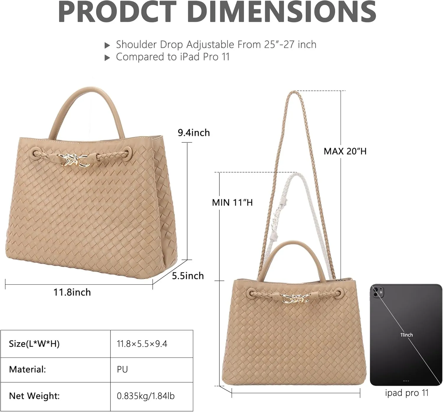 Woven Tote Bag for Women Crossbody Handbag,Vegan Leather Large Tote Purse,Trendy Satchel Handbag Bowknot Shoulder Bag
